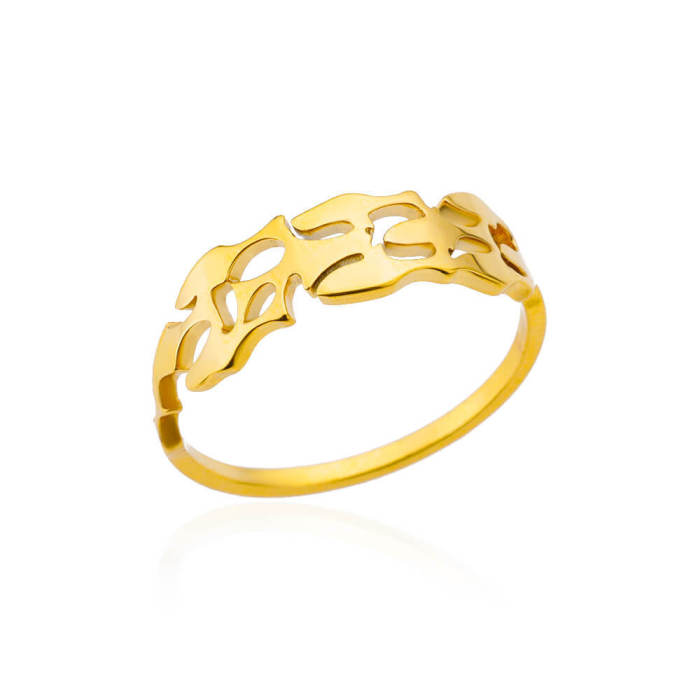 Korean Style Simple Ring Sun Hollow Ring 18K Gold Plated Stainless Steel Geometric Ring Unisex Snake Ring Wholesale