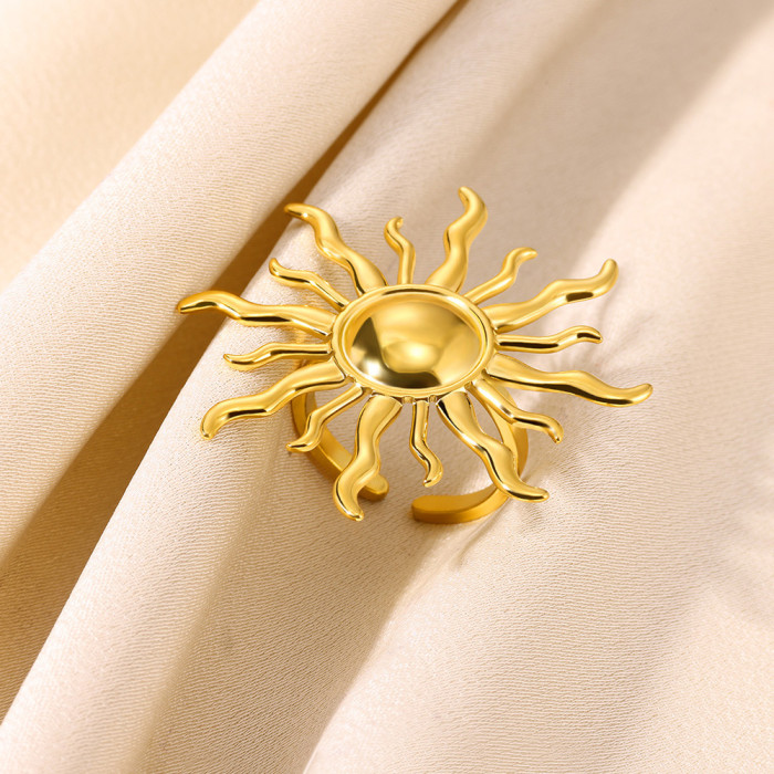 INS Style Niche Sunflower Open Design Ring Stainless Steel Bowknot Star Ring Wholesale