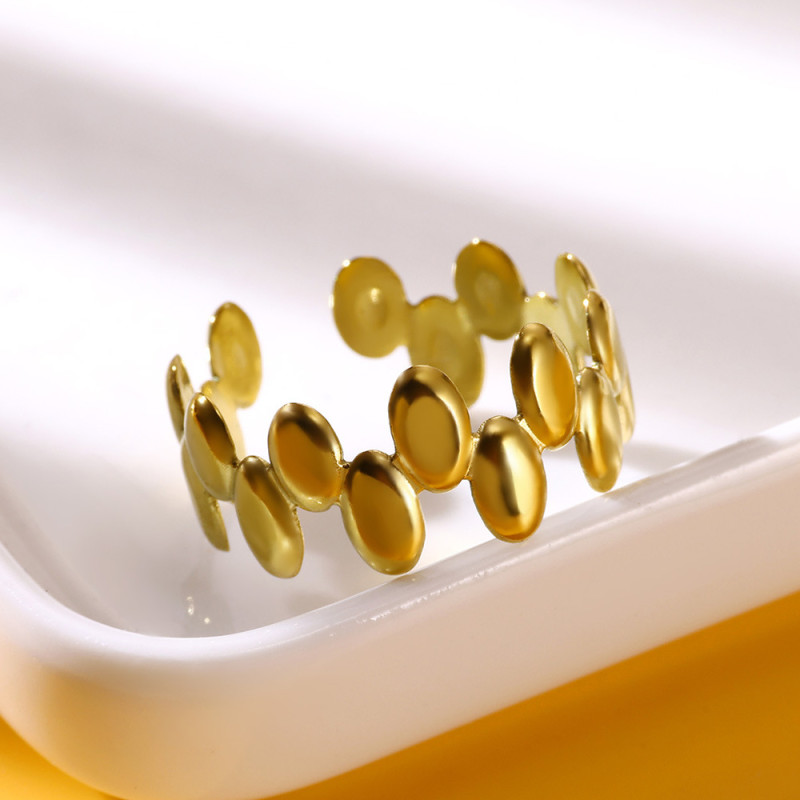 Cross-border Irregular Geometric Stainless Steel Ring for Women, Open Gold-plated Ring, Non-fading, Personalized Cross Ring