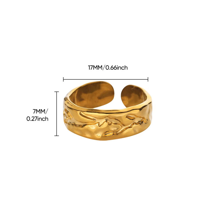 Fashion Personality Stainless Steel Gold Plated Irregular Ring Women's Ring Leaf Ring One Piece Dropshipping
