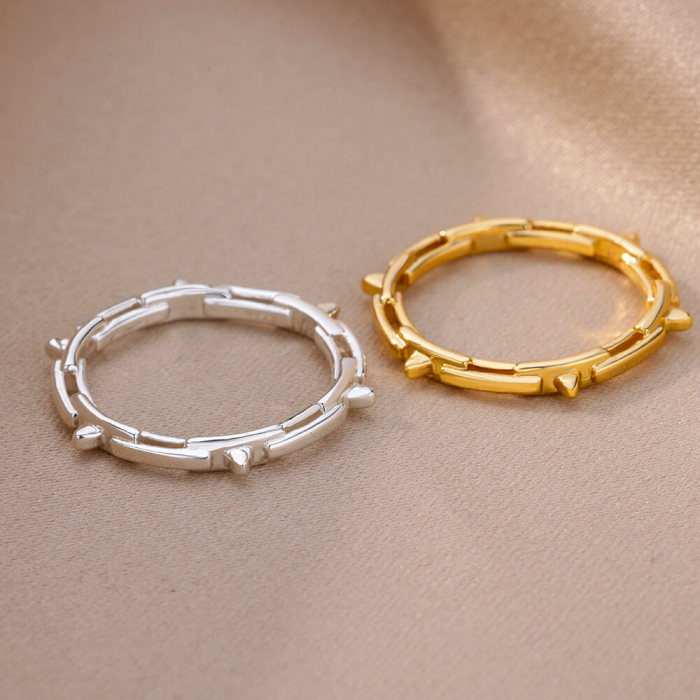 Ins Style Simple Ring Hollow Ring 18K Gold Plated Stainless Steel Hydraulic Geometric Ring Unisex Jewelry Wholesale