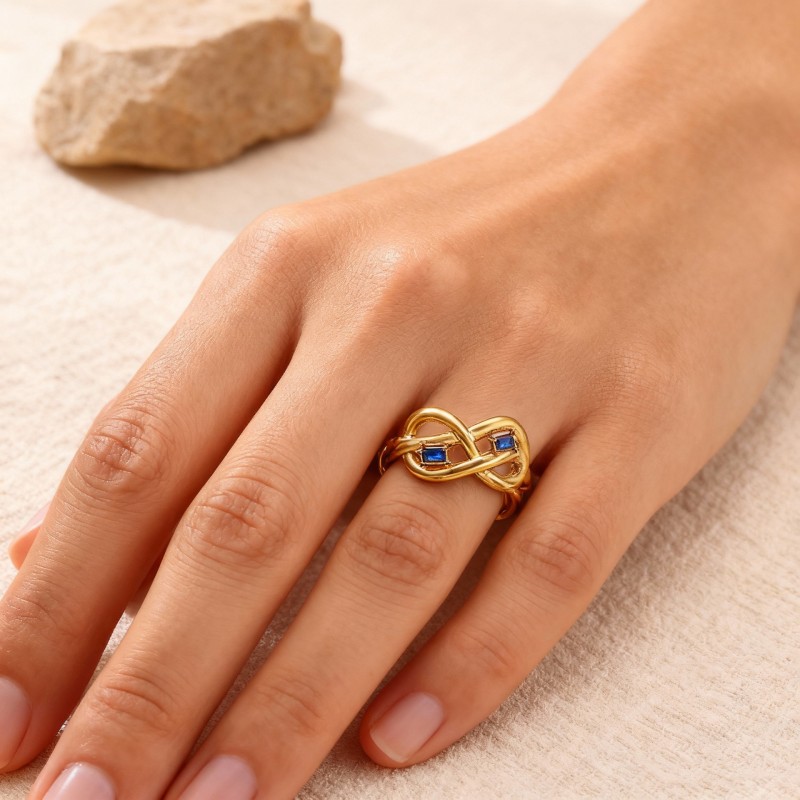 European and American Cross-Border Infinite Line Stainless Steel Ring Inlaid with Zirconia Light Luxury Elegant Open Ring Wholesale Rings