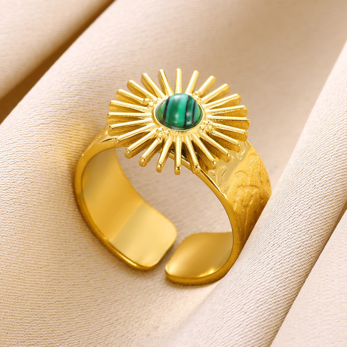 Niche Light Luxury High-end Jewelry Turquoise French Retro Titanium Steel Natural Stone Ring Manufacturer Wholesale