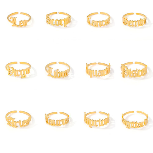 European and American Fashion Gold Cancer Gemini Leo Zodiac Rings Direct Sale Stainless Steel Rings
