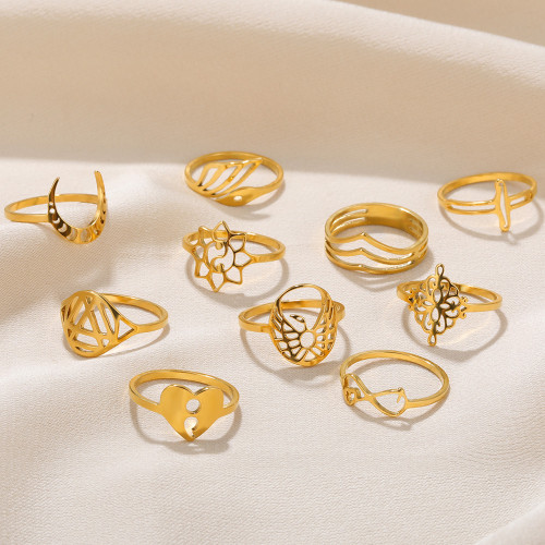 Cross-Border Minimalist Ring Infinity Ring 18K Gold Plated Stainless Steel Heart-Shaped Line Ring Unisex Jewelry Wholesale