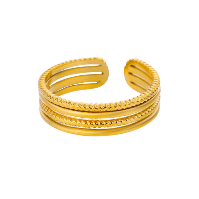 INS Style Fashion Stainless Steel Ring for Women, Vintage Trendy Geometric Open Adjustable Titanium Steel Ring Wholesale