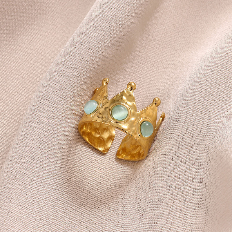 Amazon Luxury Stainless Steel 18K Gold Plated Crown Ring for Women High-end Feel Ring Women's Rings