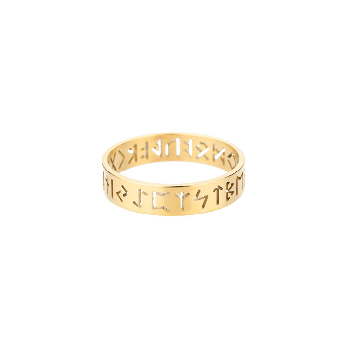 Korean Version Simple 18K Gold Plated Stainless Steel Geometric Ring Unisex Couple Matching Star Hollow Closed Ring