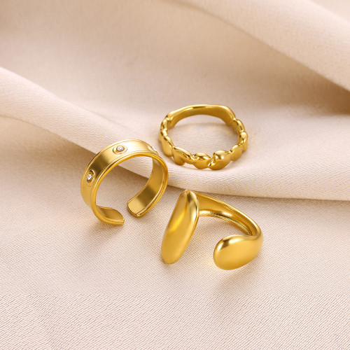 Amazon Fashion Cross-Border Heart-Shaped Geometric Ring Versatile Personality Design Stainless Steel Open Diamond-Studded Ring