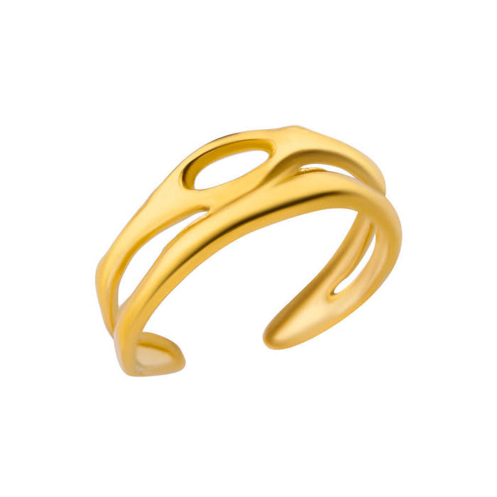 New Snake-Shaped Ring 18K Gold Plated Stainless Steel Hydraulic Four-Leaf Clover Ring Female Evil Eye Ring