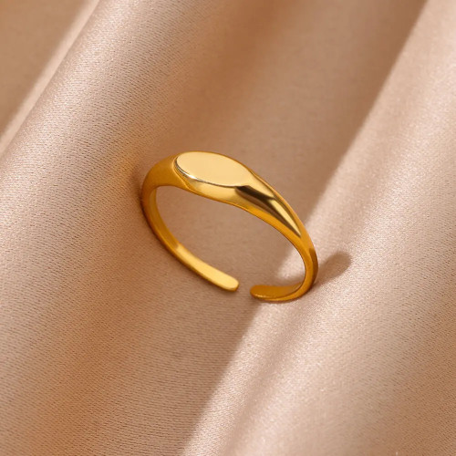 Minimalist INS Style 18K Gold Plated Stainless Steel Simple Geometric Ring Wholesale Hot Sale