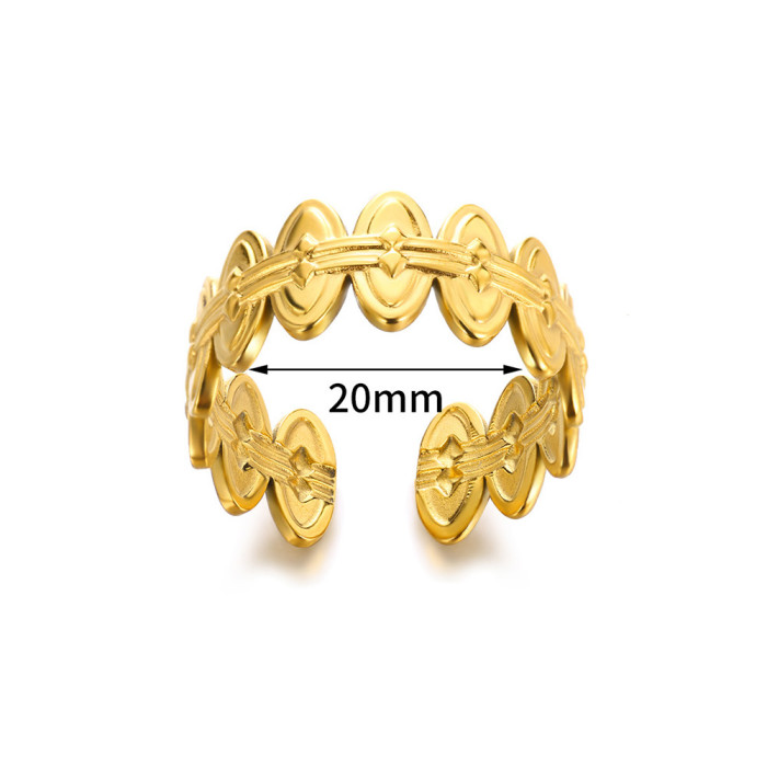 New Style 18K Plated Stainless Steel Ring Geometric Multi-layer Open Ring Irregular Women's Ring Manufacturer Wholesale