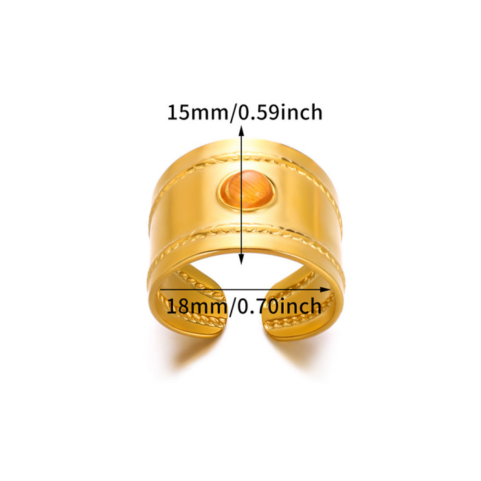 INS Style Ring Double Row Eight-Pointed Star Inlaid Semi-Precious Stone Ring Versatile Stainless Steel Snake-Shaped Ring