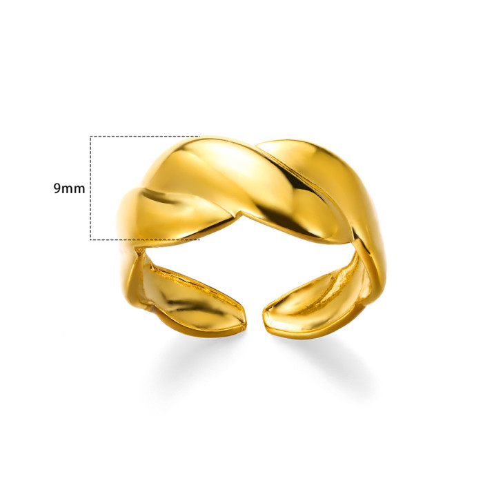 Simple New Stainless Steel Hydraulic Ring Irregular Ins Style Line Double Layer Women's Ring Dropshipping