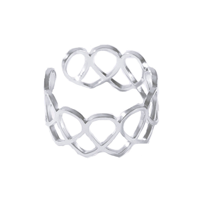 Korean Version New Jewelry Hollow Heart Ring Adjustable Stainless Steel Open Heart Ring One Piece Dropshipping