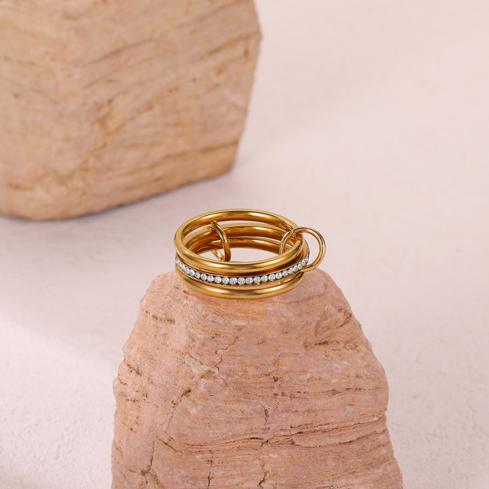 Fashion Hot-Selling Stainless Steel Layered Three-Ring Titanium Steel Non-Fading Jewelry Niche Design Ring