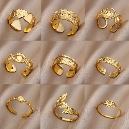 Ins Style New Stainless Steel Casting Ring for Men and Women Couple Rings 18k Gold Plated Jewelry Adjustable Open Ring