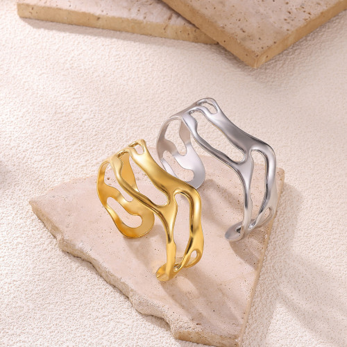 Cross-Border Simple New Irregular Stainless Steel Gold-Plated Bracelet Personality Open Women's Bracelet Elegant High-End Feel