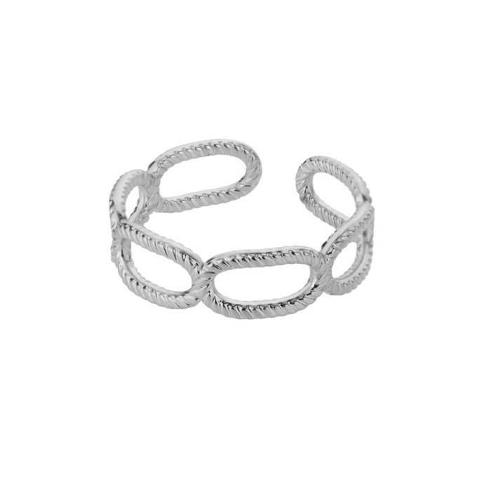 Amazon New Oval Hollow Ring for Women Cuban Chain Ring Vintage Open Stainless Steel Ring Dropshipping, Necklaces