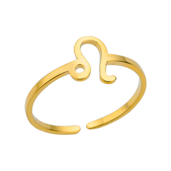 Minimalist New Stainless Steel 12 Zodiac Signs Rings Birthstone Rings Adjustable Rings Set