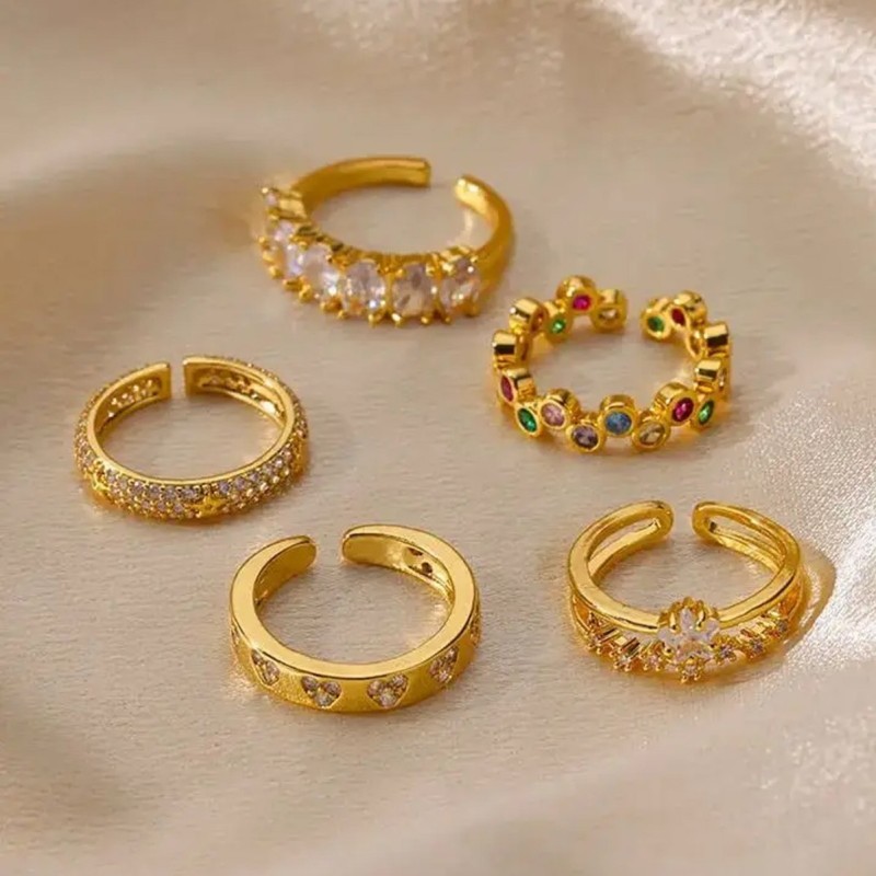 European and American INS Fashion Personality Ring Colorful Zircon Women's Design Sense Light Luxury Trendy Steel Ring Jewelry Wholesale