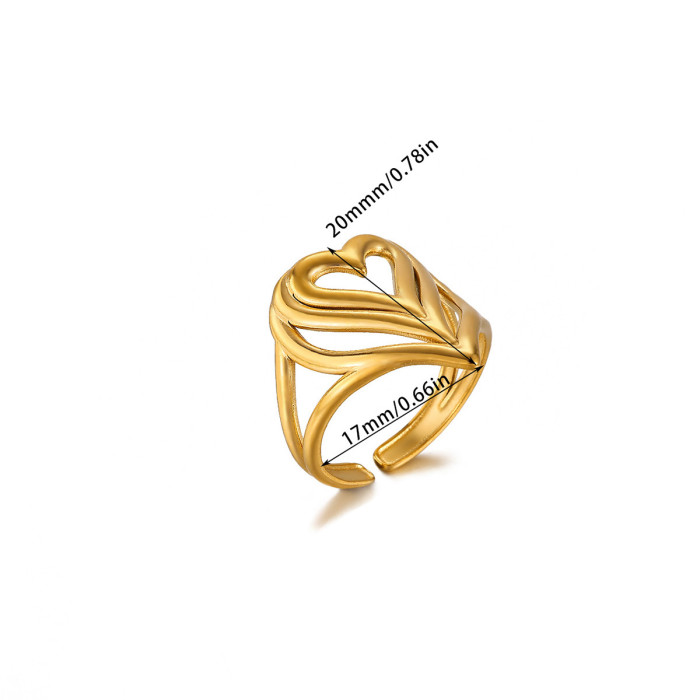 Simple New Style Ring Heart Women Gold Plated Ring Fresh Snake Titanium Steel Ring Accessories Manufacturer Wholesale