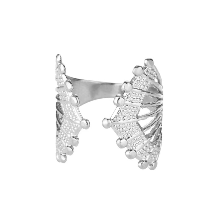 Fashion Stainless Steel Crown Ring Niche Design Versatile Open Ring Personality Adjustable Couple Ring