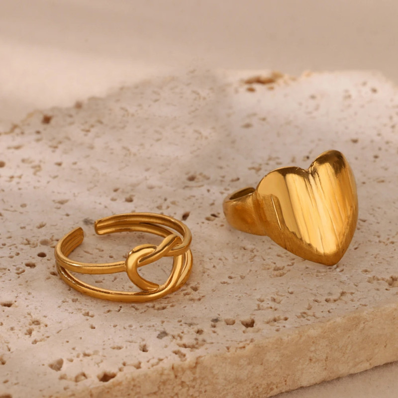 European and American Hot-Selling Fashion Light Luxury High-End Electroplated Stainless Steel Heart-Shaped Smooth Ring for Women Niche Simple Jewelry
