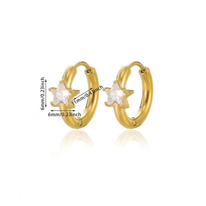 Stainless Steel Zircon Birthday Stone Star Earrings for Women Small Zodiac Birthstone Hoop Earrings Ear Jewelry Ear C...