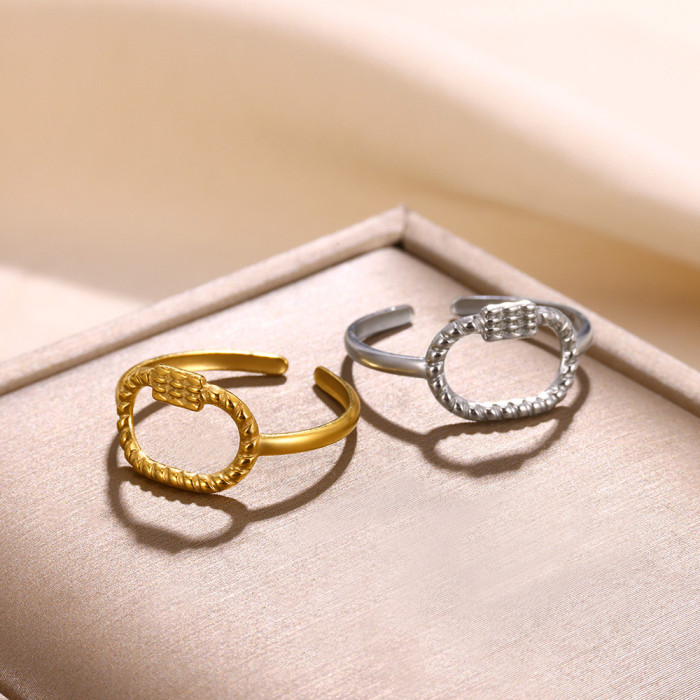 New Heart-shaped Stainless Steel Women's Ring Geometric Hollow Star Ring 18K Gold Plated Open Ring