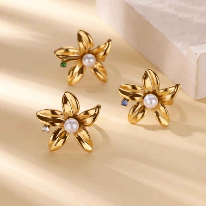 New Flower Zircon Geometric Ring for Women Fashionable Light Luxury Versatile Stainless Steel High-End Feel Manufactu...
