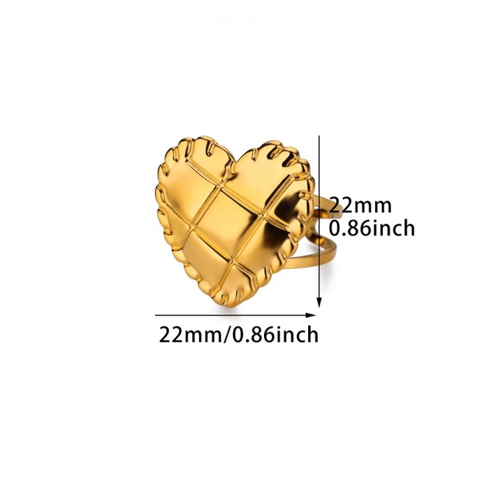 New Style Exaggerated Ring Heart-shaped Stainless Steel Women's Ring Irregular Personality Ring Heart-shaped Large Ring