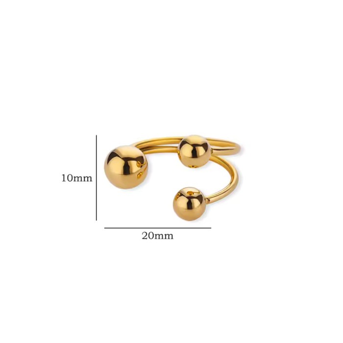 Style Spherical Stainless Steel Ring for Women, Gold and Steel Color, Large and Small Ball Rings, High-end Niche Expo...