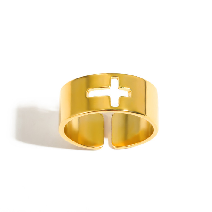 Amazon New Wide Stainless Steel Ring Five-Pointed Star Hollow Ring Unisex Angel Wings Ring