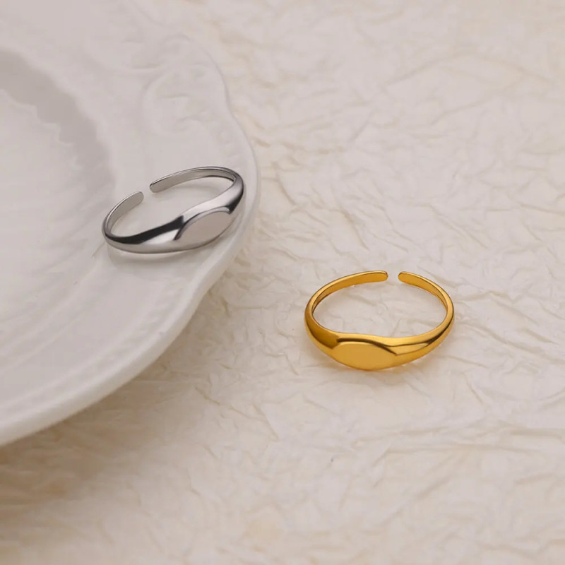 Minimalist INS Style 18K Gold Plated Stainless Steel Simple Geometric Ring Wholesale Hot Sale