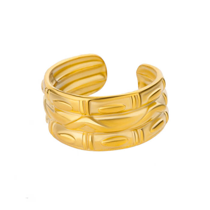 INS Style Fashion Stainless Steel Ring for Women, Vintage Trendy Geometric Open Adjustable Titanium Steel Ring Wholesale