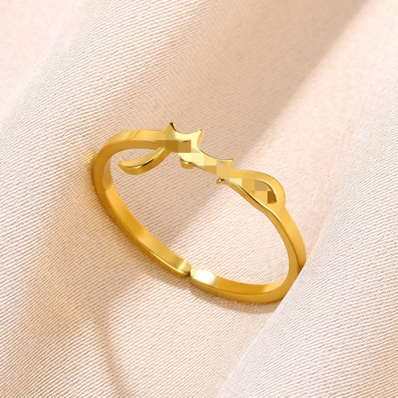 European and American Cross-Border Arabic Symbol Ring Stainless Steel Arabic Letter Gold-Plated Personality Retro Unisex Ring