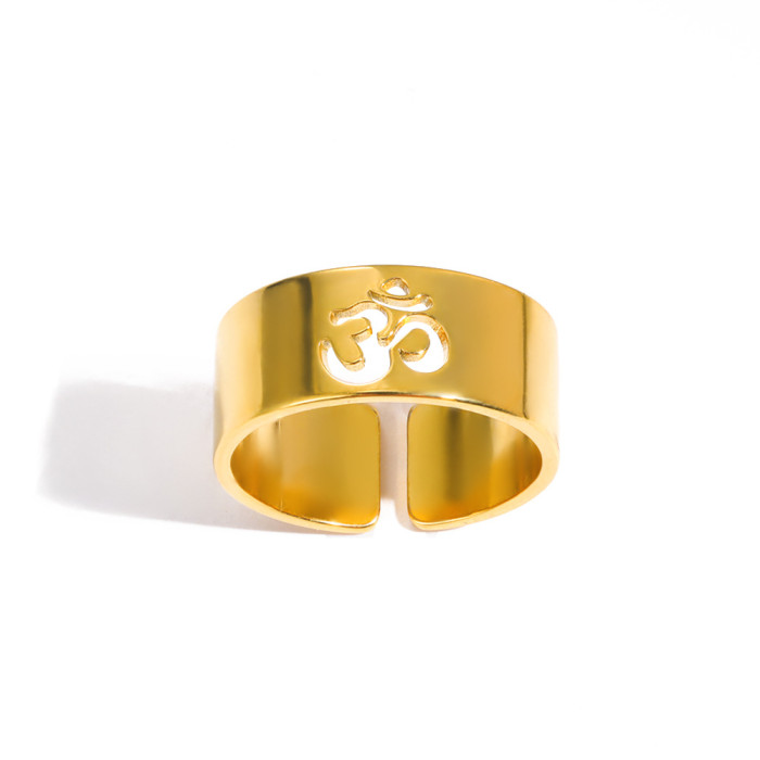 Amazon New Wide Stainless Steel Ring Five-Pointed Star Hollow Ring Unisex Angel Wings Ring