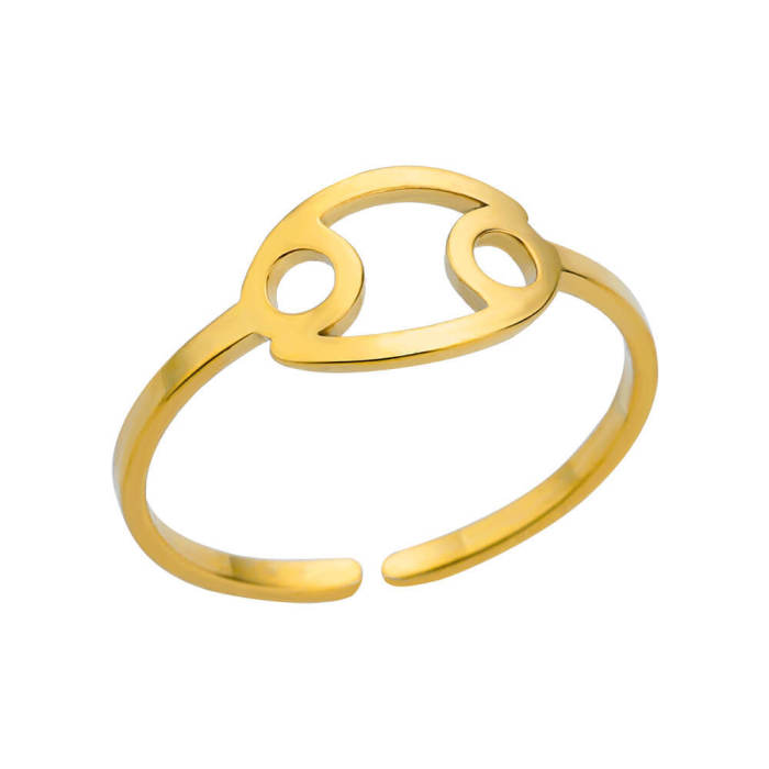 Minimalist New Stainless Steel 12 Zodiac Signs Rings Birthstone Rings Adjustable Rings Set