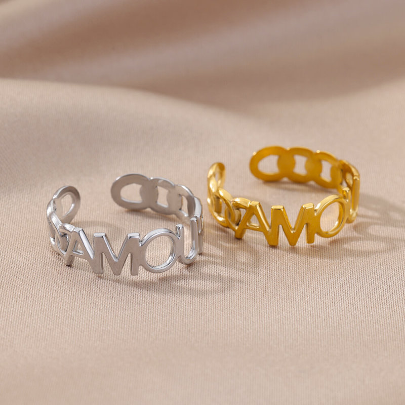 Korean Style Simple Stainless Steel Ring Geometric Open Adjustable Men's Ring 18k Gold Plated Jewelry Ring Dropshipping