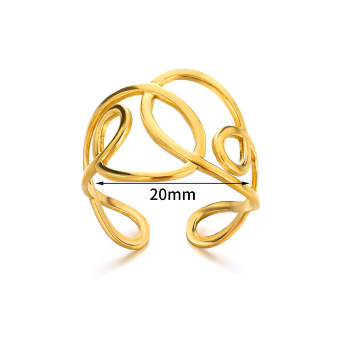 New Style 18K Plated Stainless Steel Ring Geometric Multi-layer Open Ring Irregular Women's Ring Manufacturer Wholesale