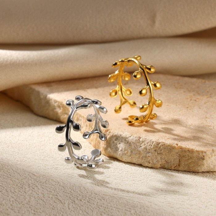 New Double-Layer Stainless Steel Ring Plated 18K Gold Round Geometric Women Open Ring Manufacturer Dropshipping