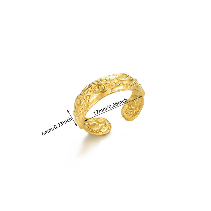 Amazon Simple New Women's Heart-shaped Ring Stainless Steel Gold Plated Snake Open Texture Starfish Ring Wholesale