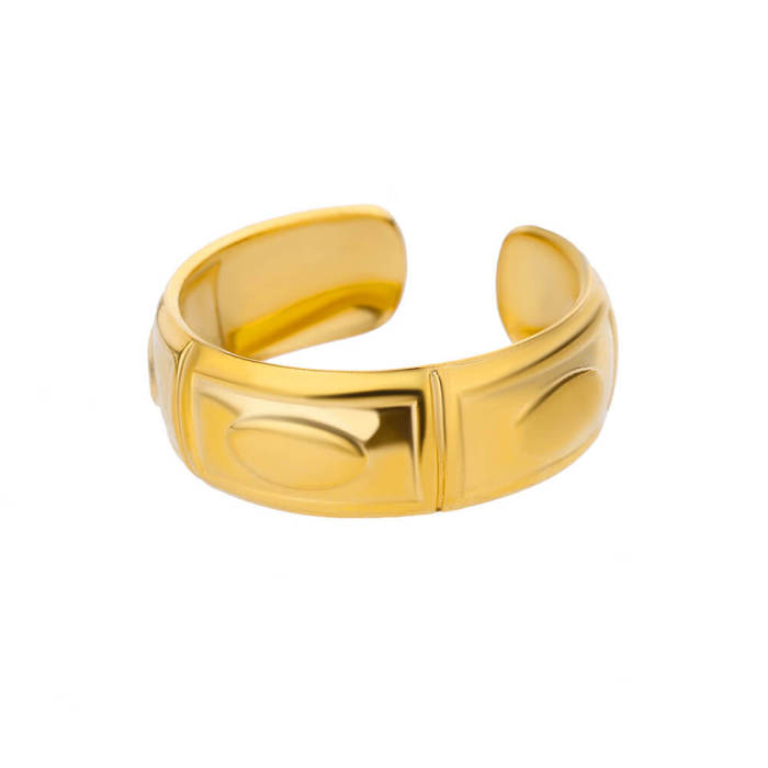 INS Style Fashion Stainless Steel Ring for Women, Vintage Trendy Geometric Open Adjustable Titanium Steel Ring Wholesale