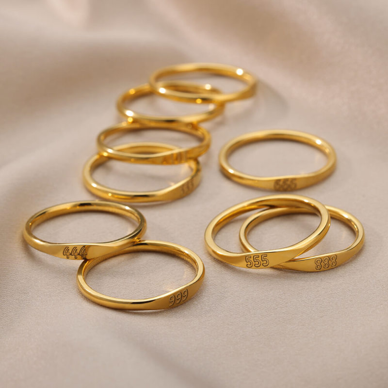 Cross-Border Minimalist Number Rings for Men and Women Stainless Steel Rings 111 999 Angel Number Rings Manufacturer Dropshipping