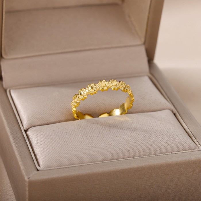 Korean Version Ins Design Glossy Stainless Steel Small Gold Bean Open Ring Female Fashion Personality Geometric Oval...
