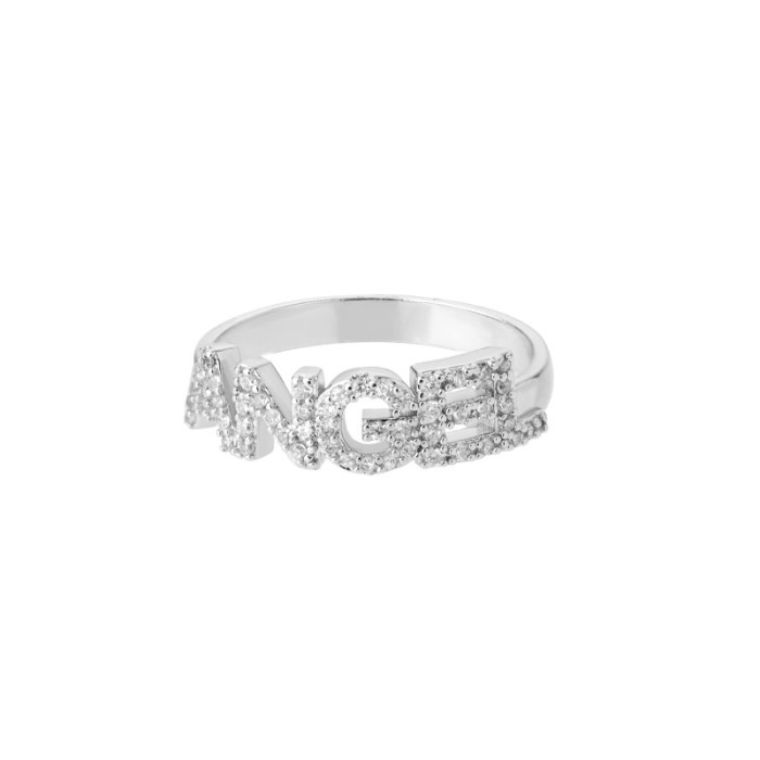 Amazon European and American Cross-Border New Letter Zircon Ring Angel Angel Ring Simple Fashion Souvenir