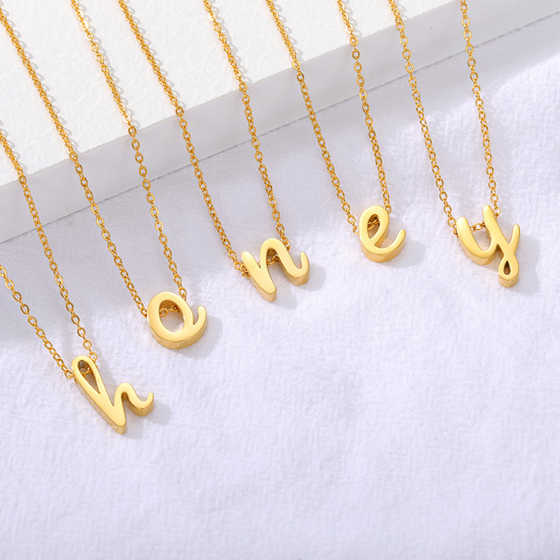 AliExpress Wish New Small Letter Necklace Hollow Stainless Steel Necklace Letter Pendant One Piece Dropshipping