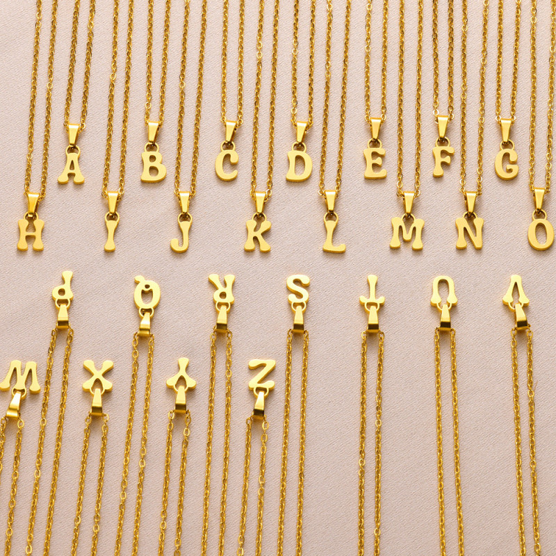 European and American New Style Stainless Steel Necklace English Letter Pendant Necklace Korean Version Niche Design Couple Clavicle Chain