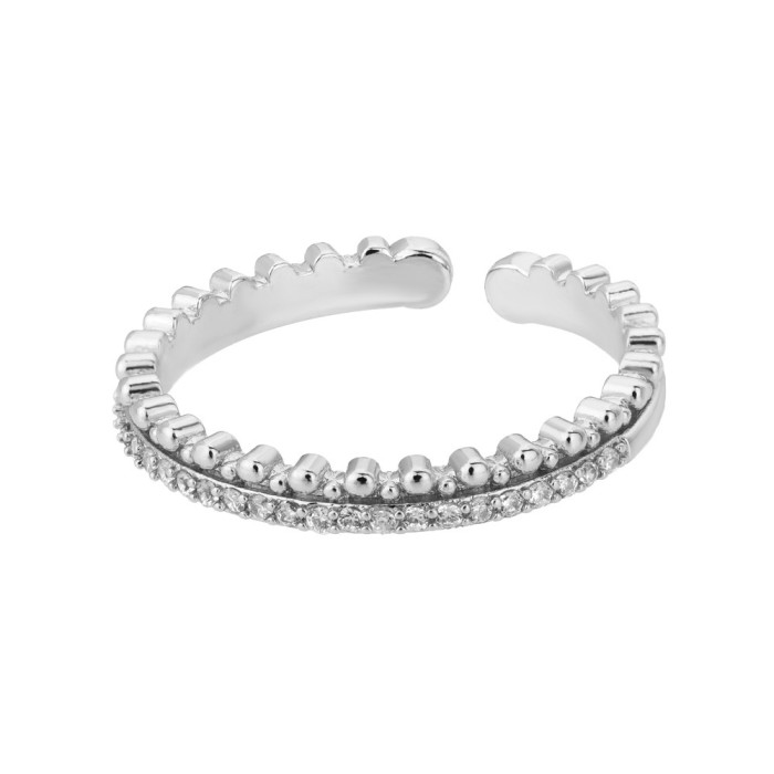 Cross-Border New Letter V Zircon Open Ring Double Layer Hollow Star Ring Lobster Clasp Design Ring Dropshipping